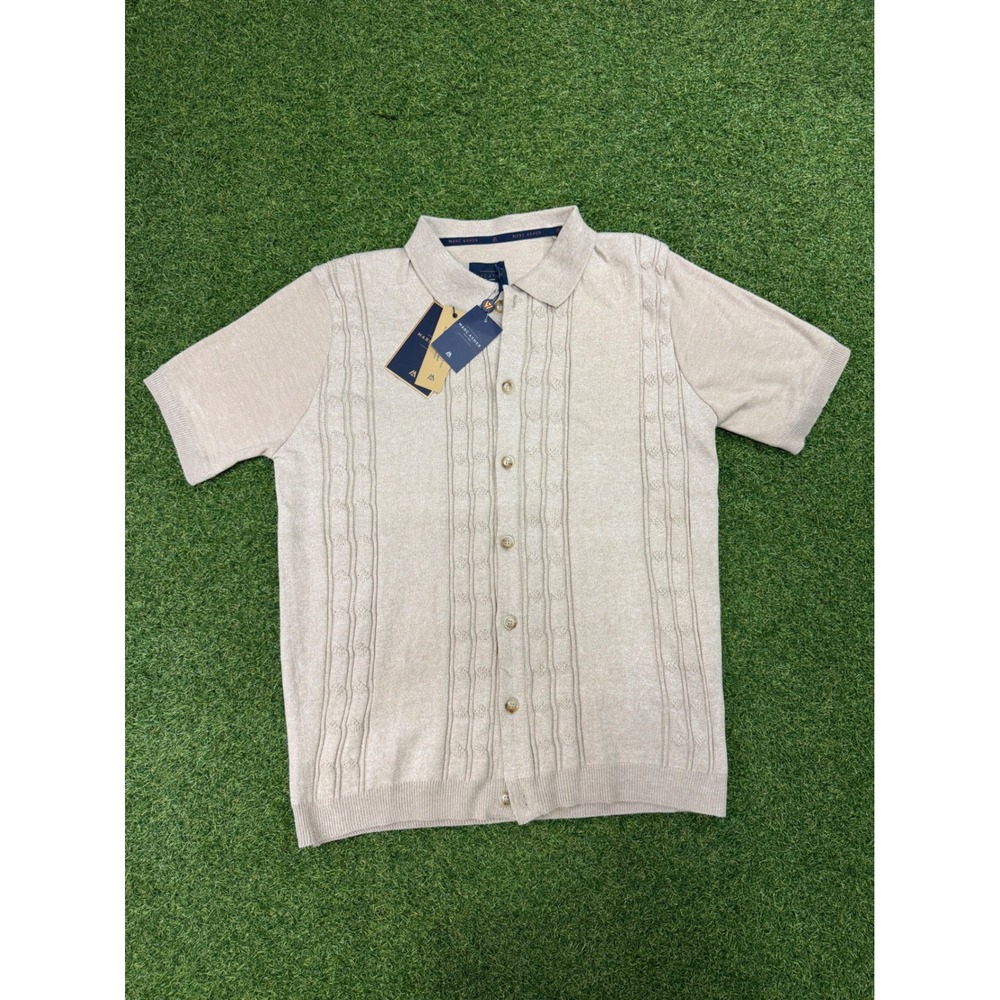 Marc Asher New York Mens‎ XL Sand Cable Knit Button Front Polo MAW-33113 NWT